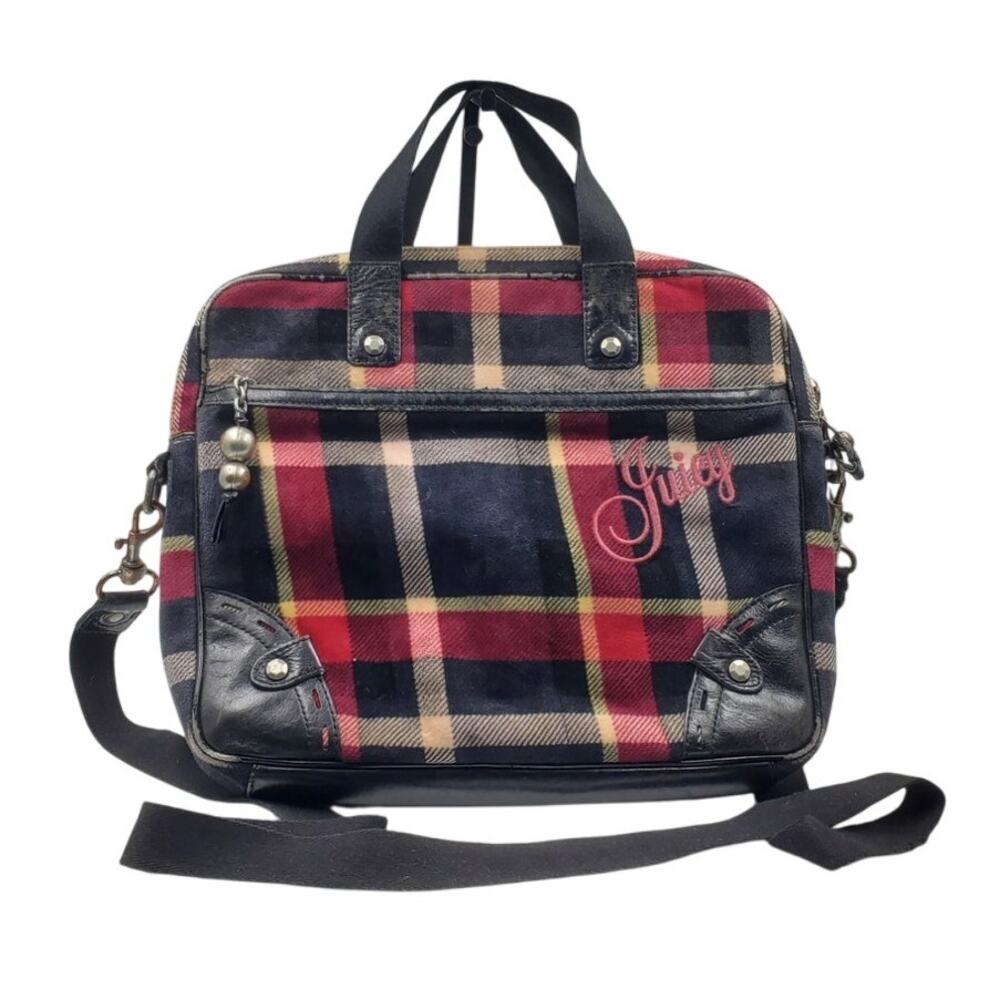 Juicy Couture - Red Plaid Laptop Bag Y2K Vintage Rare!